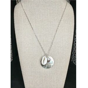 NWT Catalina Angelina Silver Abalone Shell Long Pendant Necklace